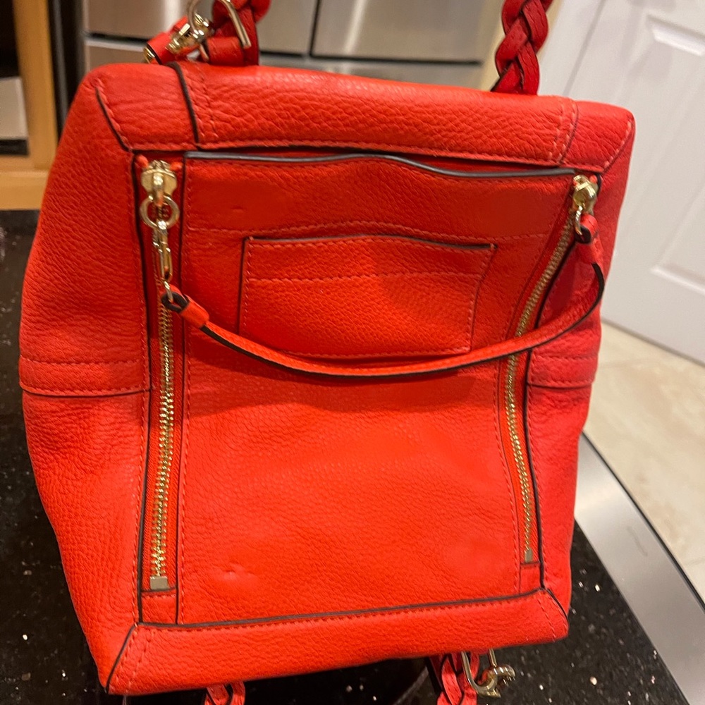 TORY BURCH HALF MOON POPPY ORANGE SAMBA PEBBLE GRAIN LEATHER SHOULDER BAG PURSE - Picture 9 of 15